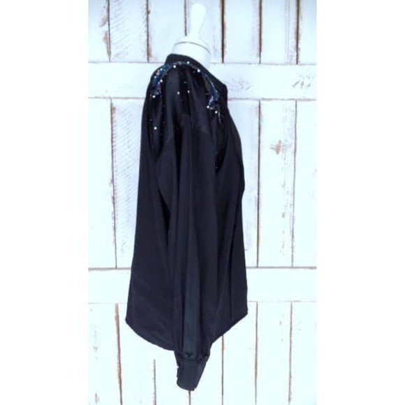 Vintage Joseph Ho black silk beaded button down long sleeve blouse - Picture 4 of 7